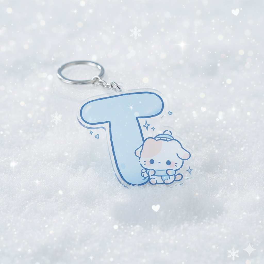 móc khoá chữ cái gấu mùa đông dễ thương