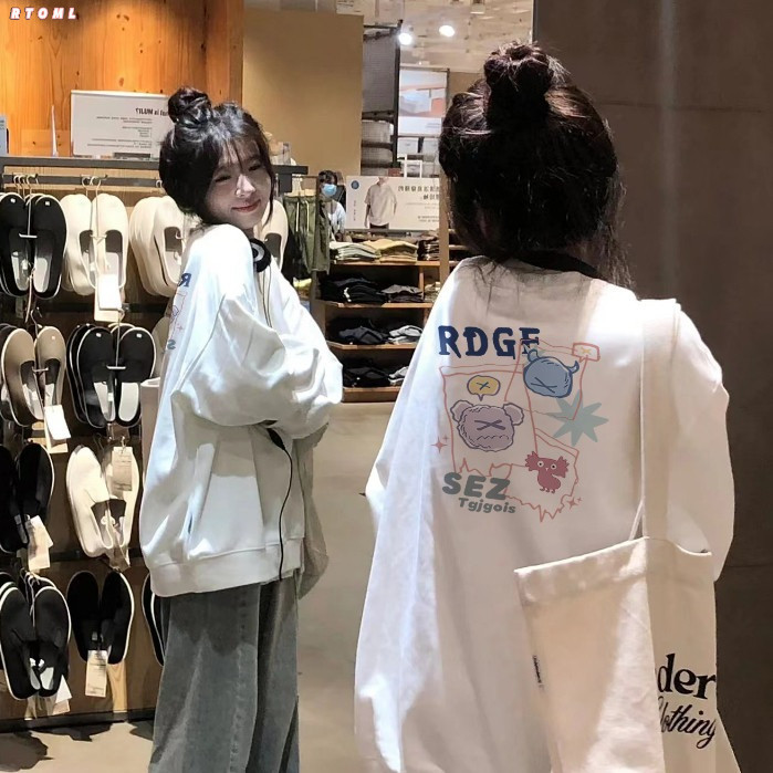 【🚚COD】RTOML local brand retro Trắng áo nỉ sweater nữ bigsize áo khoác 320Gsm 100% cotton