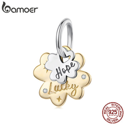 Bamoer Bạc 925 Mặt Dây Chuyền Cỏ Ba Lá May Mắn Tự Làm Vòng Tay Trang Sức Nữ Quà Tặng
