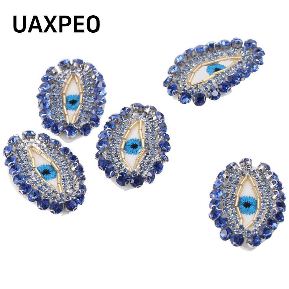 Miếng dán mắt ác UAXPEO Ai Cập, 3,8 * 5,9cm Evil Eye Blue Bling Crystal Thạch anh, Bling Pack gồm 5 