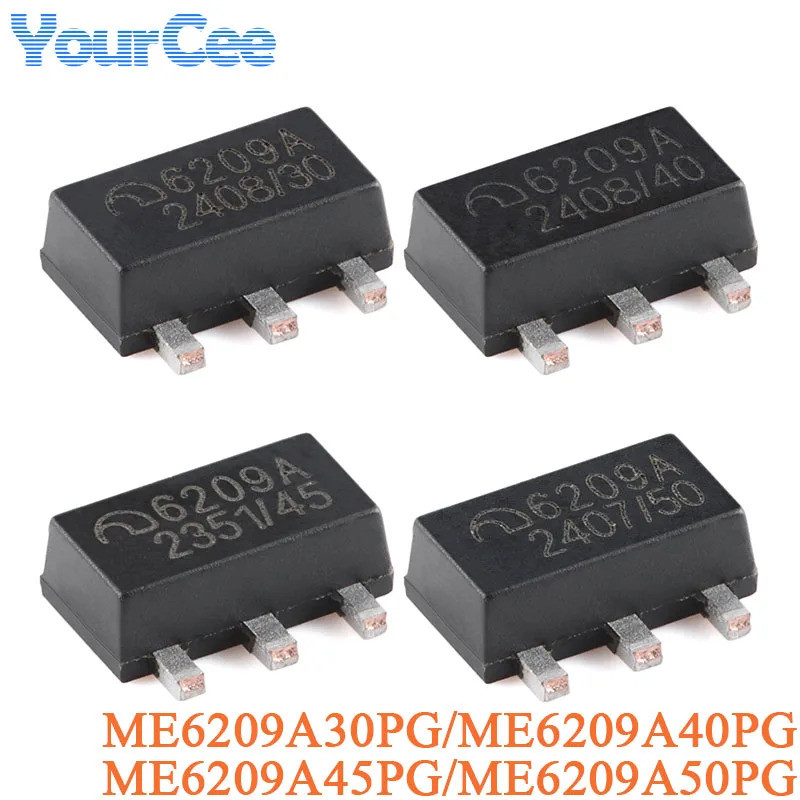 Bộ 50 ME6209A ME6209A30PG ME6209A40PG ME6209A45PG ME6209A50PG SOT-89-3 3V 4V 4.5V 5V 250mA Bộ điều c