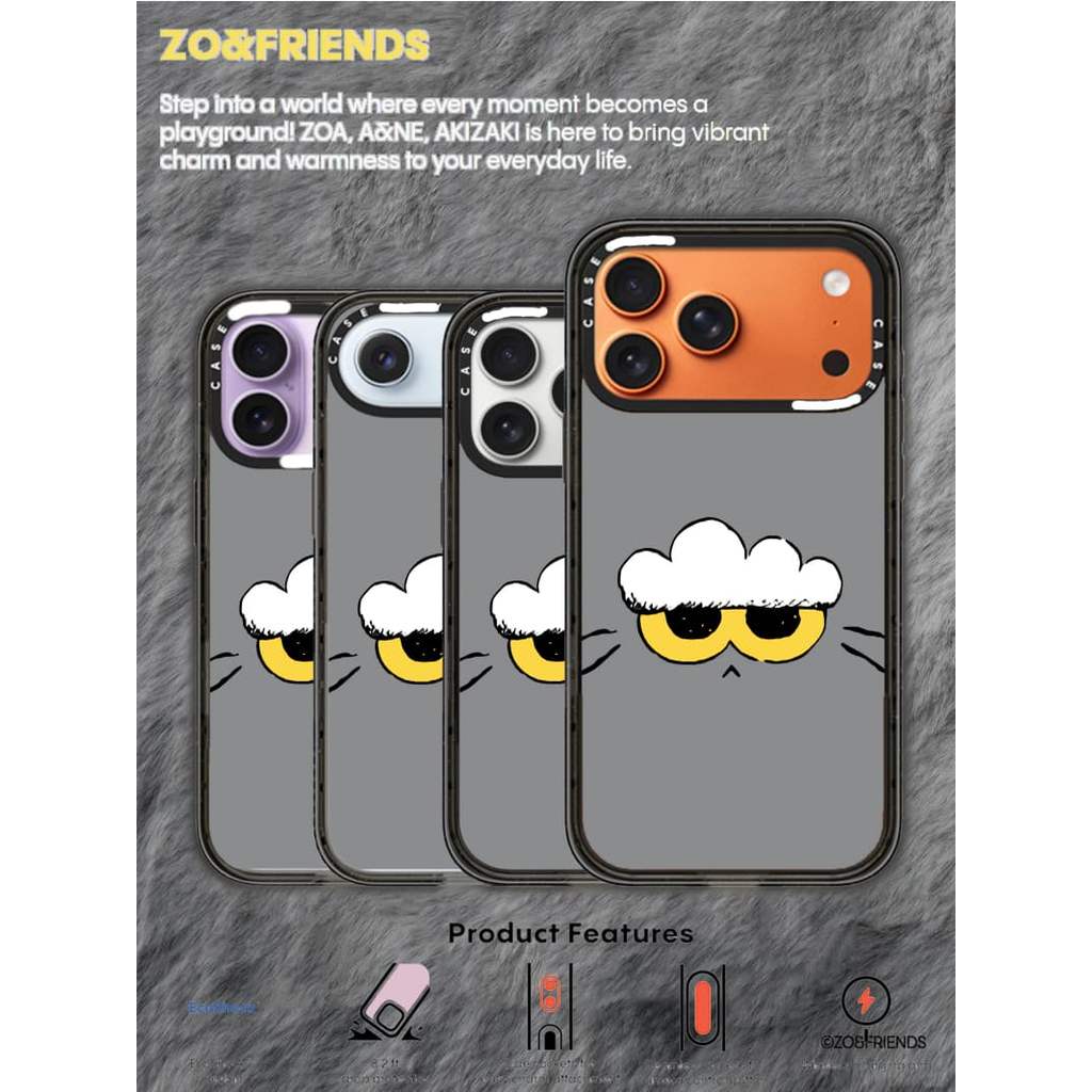 CASECASE X ZO & FRIENDS ZOA Face Case - Vỏ tác động hút từ tính cứng cạnh đen thông thường cho Apple