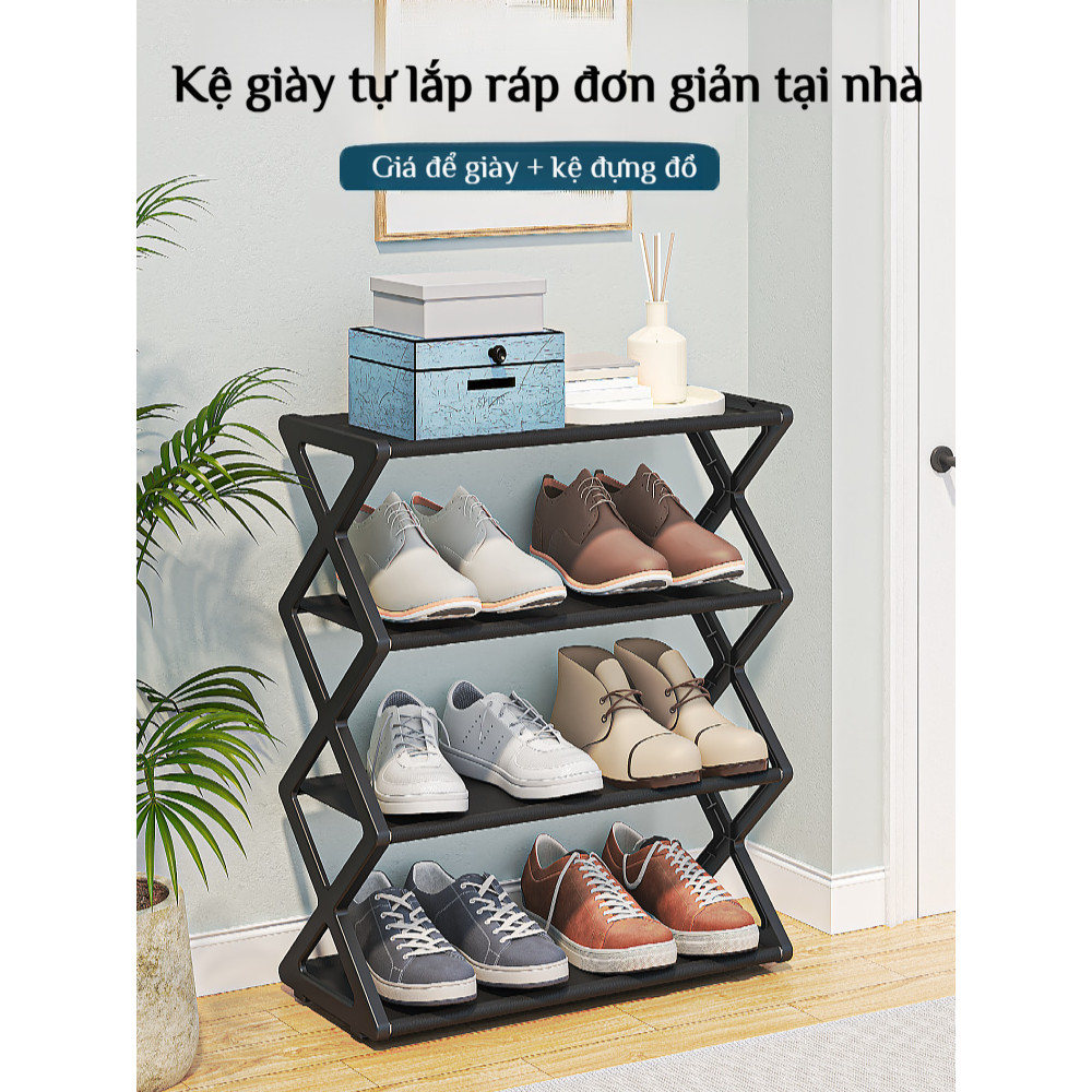 Shoe Cabinet Placeable Organizer Compartmentalized Cloth Assembled Nail-free Installation Multilayer