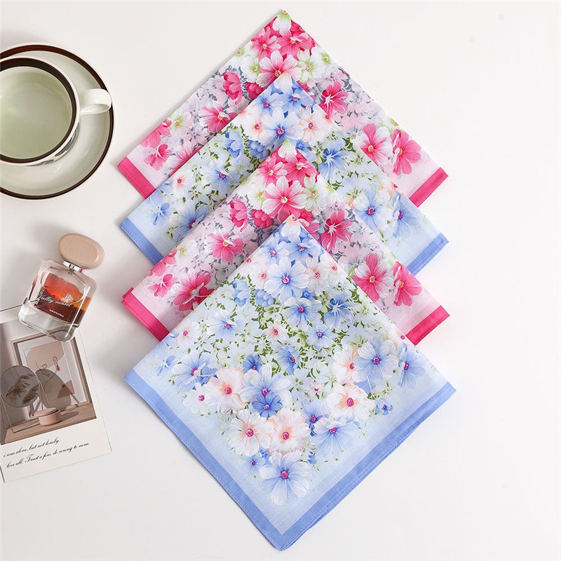 3 Chiếc 43x43cm Vuông Cổ Điển In Hoa Nữ Nữ Khăn Tay Cotton Cá Tính Cưới Khăn Tay