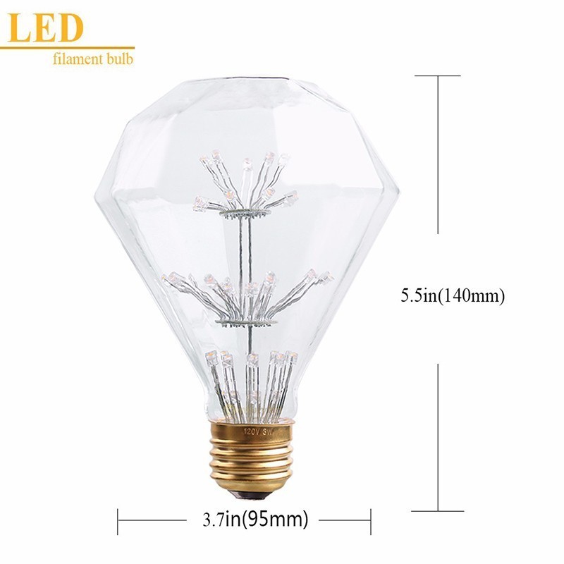 Giá Thấp Spike D95 Kim Cương Sáng Tạo Gypsophila Bóng Đèn Trang Trí Vít e27 Ánh Sáng Vàng Ấm 2200K B