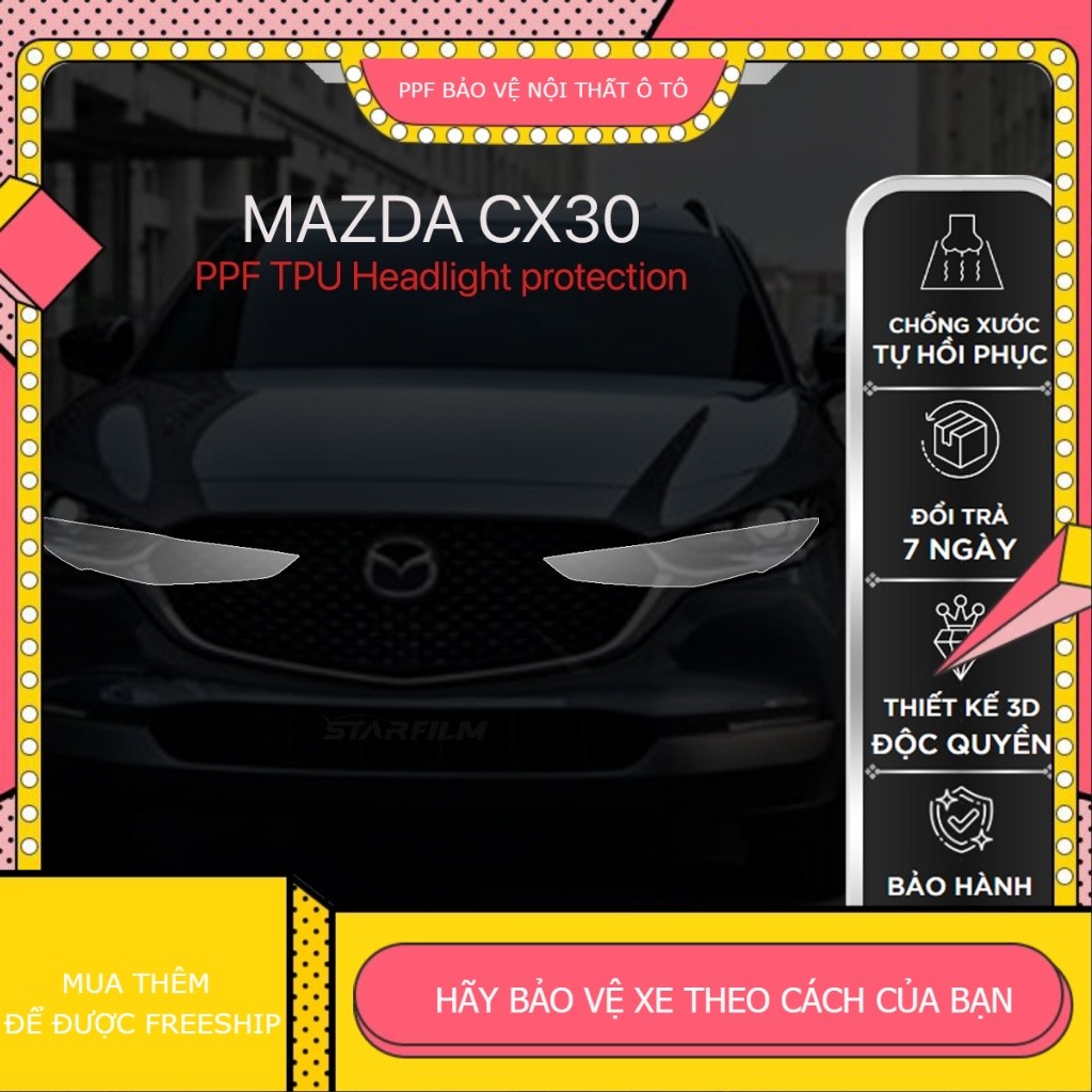 MAZDA CX30 PPF TPU bảo vệ đèn pha