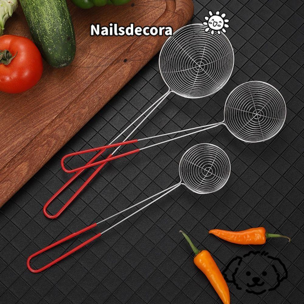 NAILS Muỗng Trà Sữa, Cửa Hàng Trà Sữa Essential Boba Lọc Rây Lọc, Rây Rây Đỏ Tay Cầm Thìa Inox Lọc D