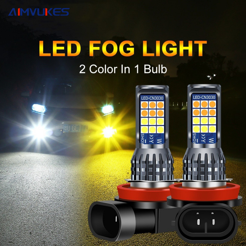 2 pc đèn LED sương mù 2 màu 24SMD  H11  P13W đèn sương mù ô tô  AIMVUKES