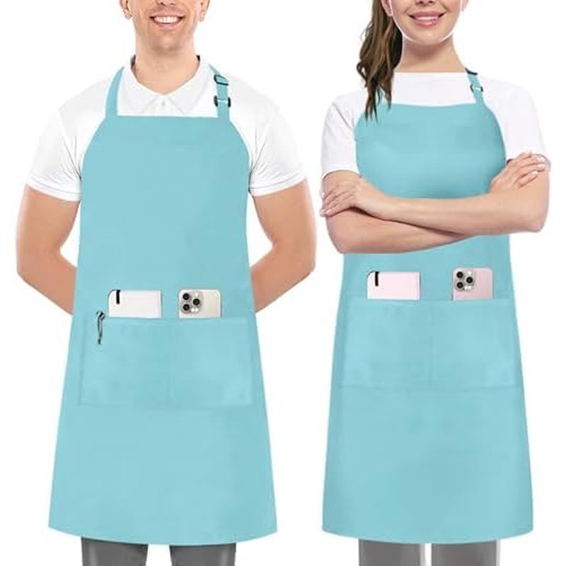a Kitchen 2 Pack Bib Apron, Adjustable with 2 Pockets, Water and Oil Resistant, Cooking Kitchen Chef