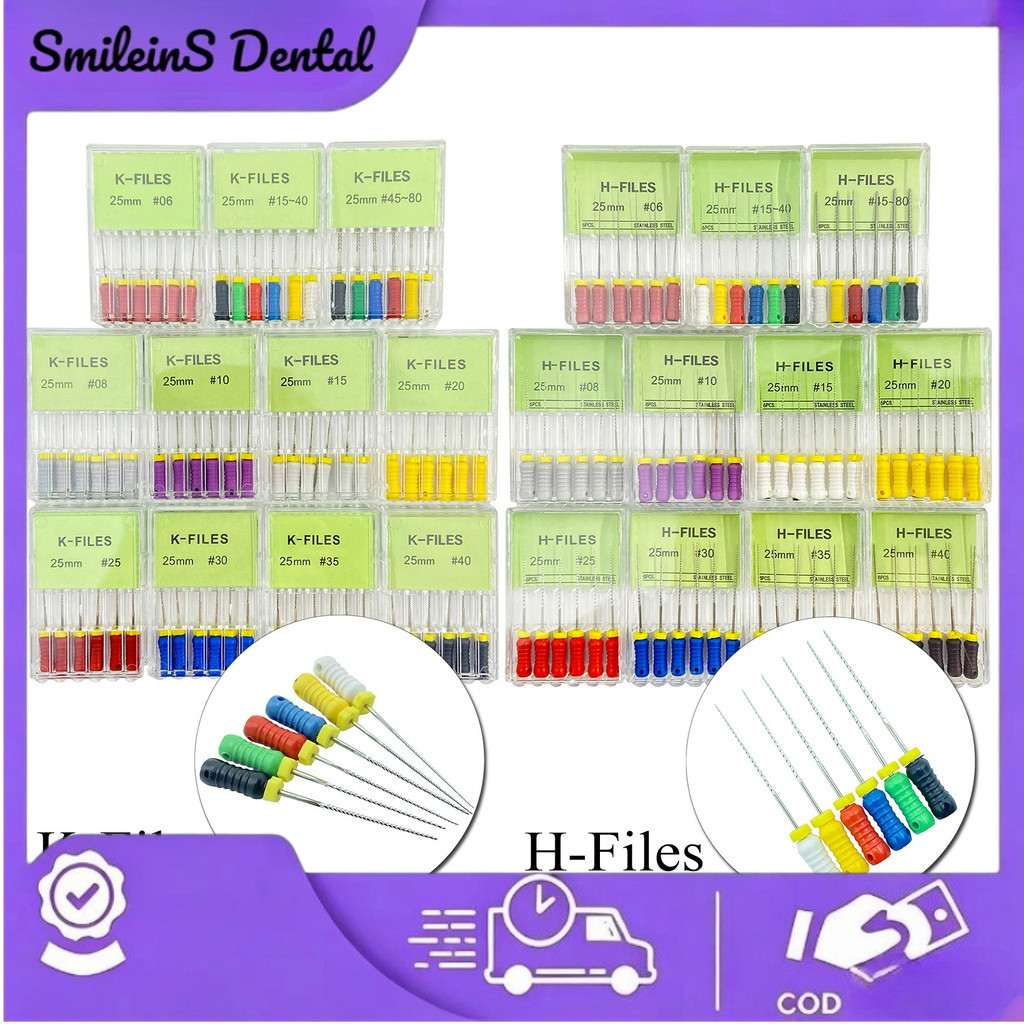 Dụng cụ nha khoa Rễ Cannal Endo H File 25mm K File 25mm Thép không gỉ Dụng cụ nội nha Nha sĩ Nha kho