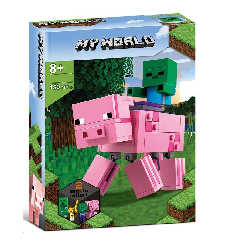 Tương thích với Lego Minecraft Series Lợn trưởng thành và Zombie 21157 Đồ chơi khối xây dựng lắp ráp