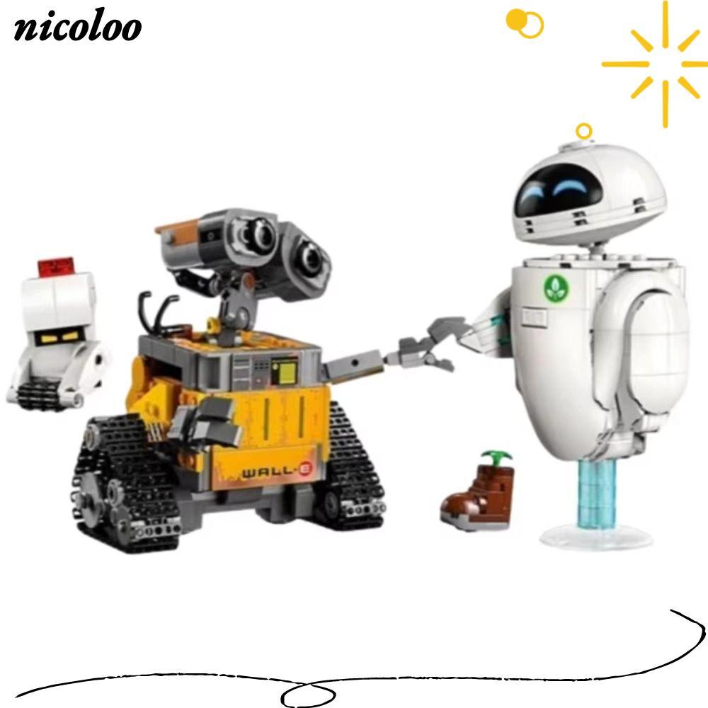 Bộ khối xây dựng NICOLOO Wally và Eva, Đồ chơi robot búp bê Eva treo tường 811 CÁI dễ thương, Gạch l