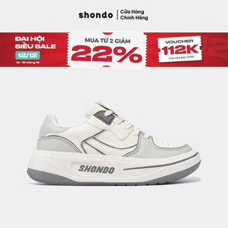  Giày Sneaker Nam Nữ SHONDO Classic 2 Êm Ái Thời Trang Màu Trắng Xám SND0022 