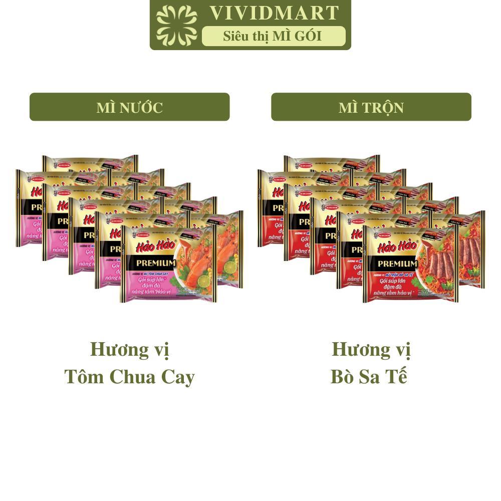 SET 10 GÓI ACECOOK - Mì Hảo Hảo Premium 2 vị: Tôm chua cay và Bò sa tế, Mì gói Hảo Hảo Premium Mì tô