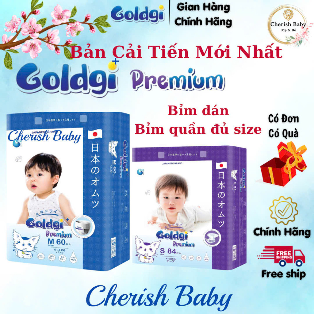 Tã Bỉm Goldgi Premium, Cao Cấp Nhật Cải Tiến Mới, Bỉm Quần, Bỉm Dán.