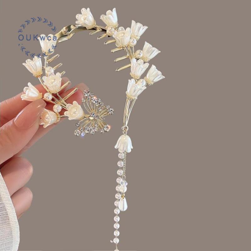 OUKwca Trắng Lily Of The Valley Cổ Phụ Kiện Tóc sel Hanfu Cổ Tích Kẹp Tóc Cổ Tích Lily Of The Valley