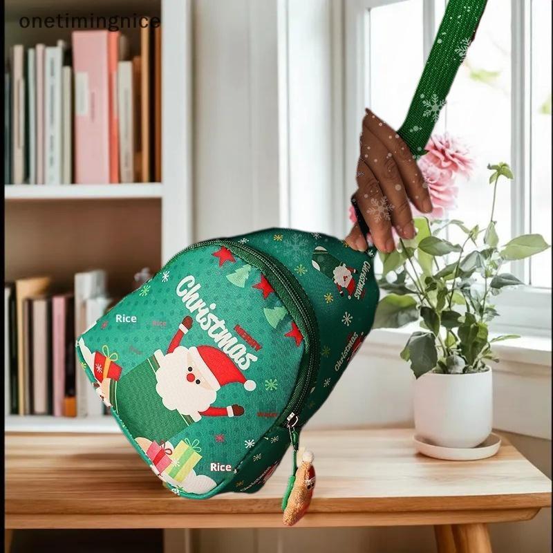 Onetimingnice 2025 Mới Ông Già Noel Giáng Sinh Túi Quà Tặng Vải Nhỏ Bao Bì Cho Ba Lô Trẻ Em Xanh / Đ
