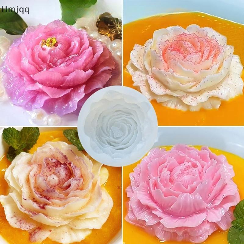 Hmjqq Peony Candle Silicone Mold Rose Cake Chocolate Silicone Mold Soap Mold Valentine'S Day Gift Ro