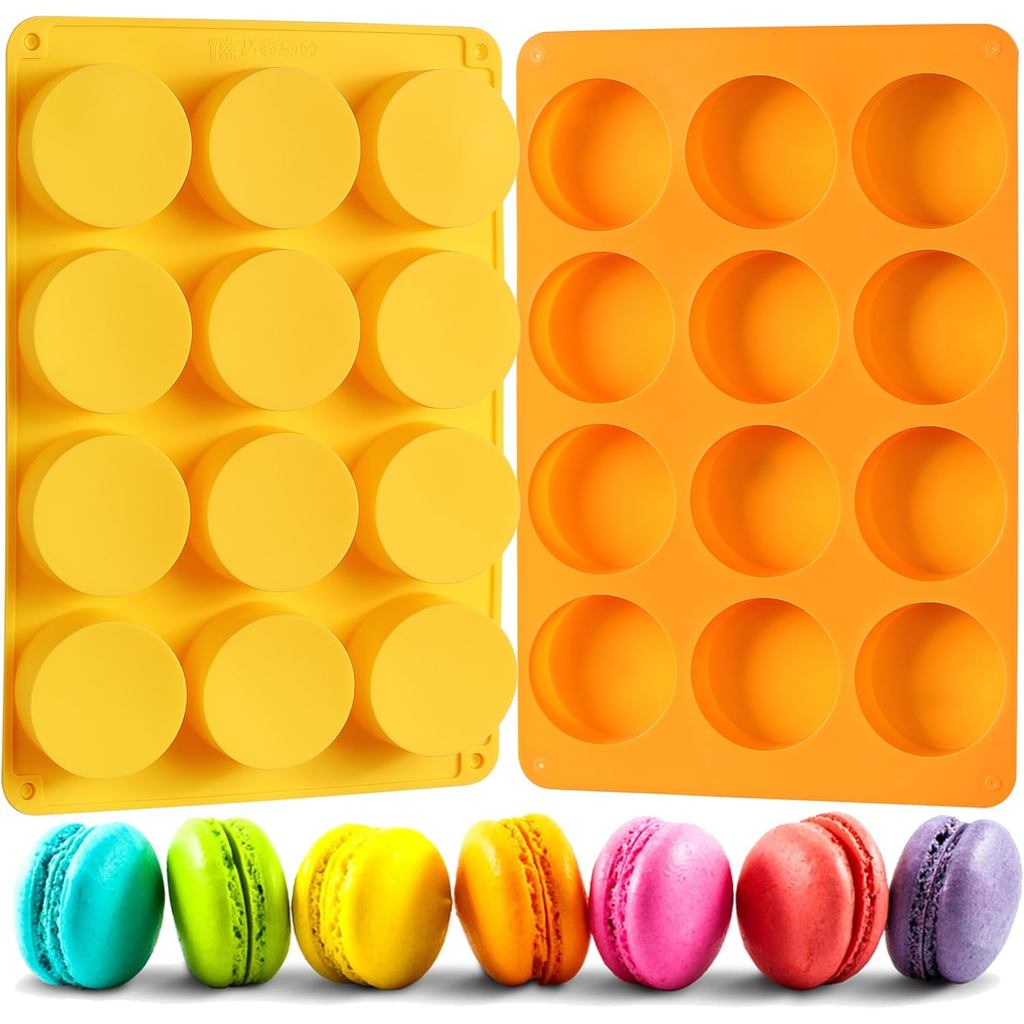 2 Khuôn Silicon Bánh Quy Sôcôla Oreo, Khuôn Silicon Tròn 12 Khoang, Khuôn Nướng Bánh Oreo, Sôcôla, B