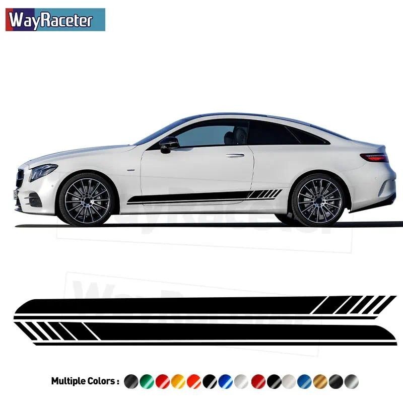 2 Chiếc Sợi Carbon Vinyl Phiên Bản 1 Cửa Bên Sọc Váy Miếng Dán Cho Xe Mercedes Benz E Class A238 Cab