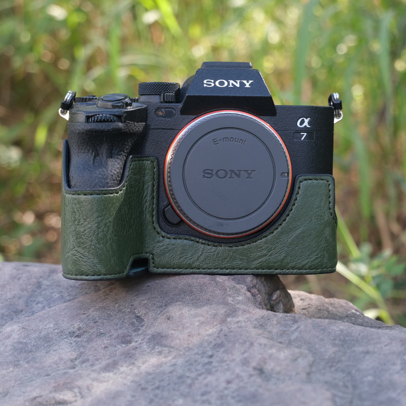 Thích hợp cho túi đựng máy ảnh Sony a7c A6400 A6700 Vỏ bảo vệ A7M3 Vỏ máy ảnh da thật a7m4 Phụ kiện