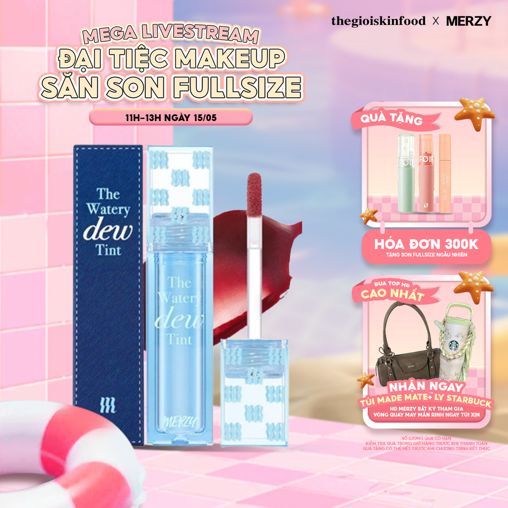 [Merzy New Dew] Son tint bóng Merzy dạng thạch, lâu trôi cho môi ẩm mịn Hàn Quốc The Watery Dew Tint