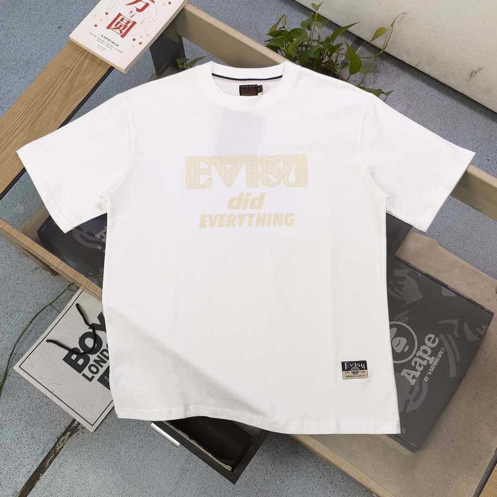 EVISU / Fushen 2026 Size Lớn 6XL Ngôi Sao Cổ Tròn Cổ Điển Áo Thun Nữ In Hình Áo Thun Màu Trơn Hàng N