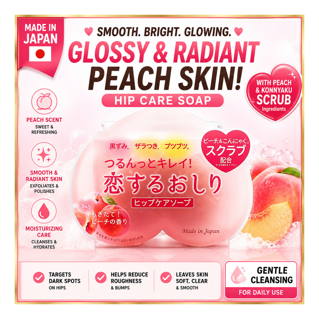 Pelican Koisuru Oshiri Hip Care Soap Peach Exfoliating Smooth Skin 80g direct from Japan