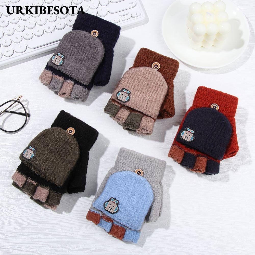 URKIBESOTA Găng tay ấm áp mùa đông Flip Flip Flip Flipped Cover Găng tay nửa ngón thời trang