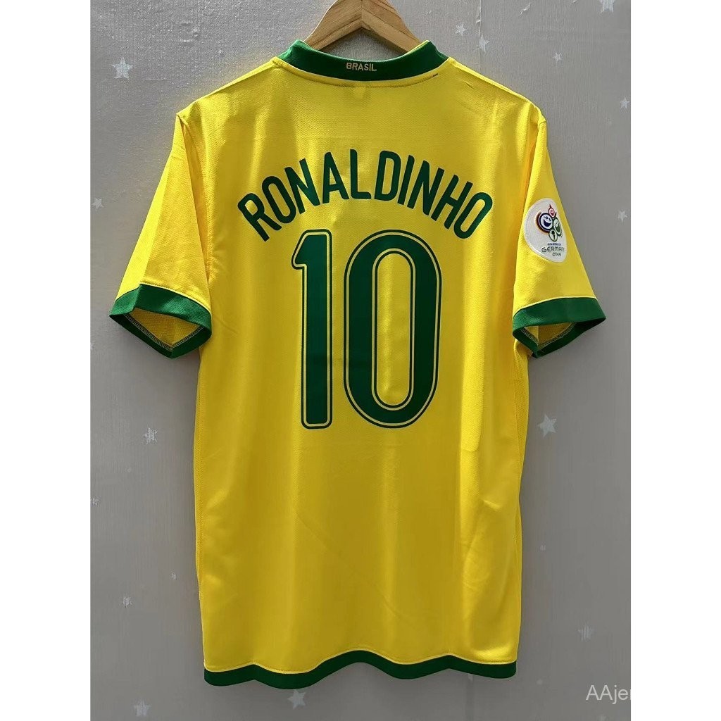 Áo bóng đá retro Brasil năm 2006, áo thun tùy chỉnh với hình Ronaldinho