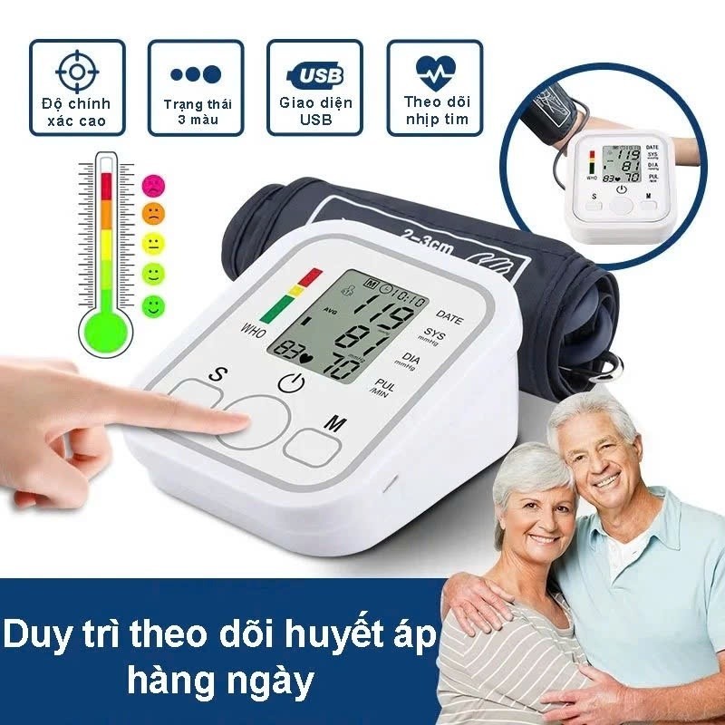 [Giọng Nói Tiếng Việt ]Máy Đo Huyết Áp Tại Nhà,Đo Nhịp Tim Điện Tử Bắp Tay,chính xác và truyền kết quả đo qua giọng nói