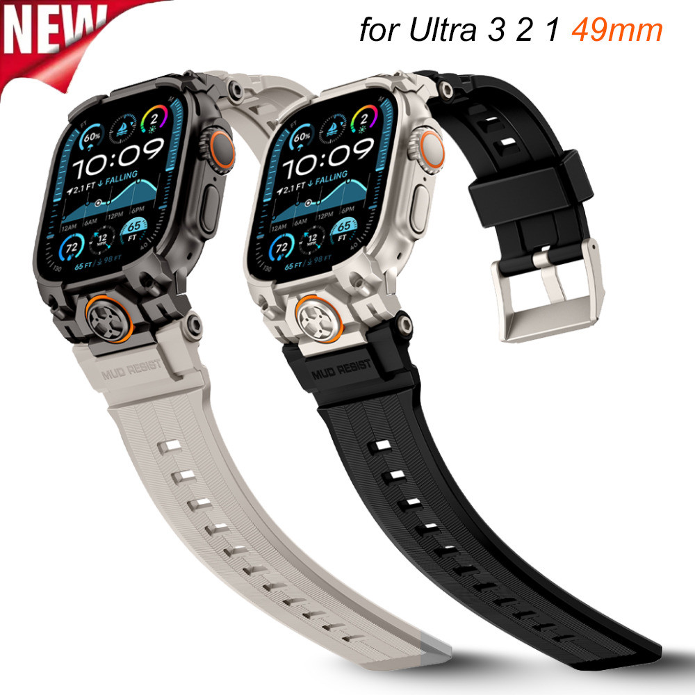 Dây đeo silicon thể thao cho IWatch Ultra 3 2 1 49mm Đầu nối kim loại thay thế cho Iwatch Ultra 49mm