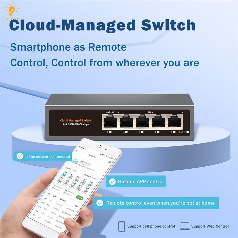 [HELTC] Hi-S21-5G Cloud Managed Ethernet, WEB / APP Cloud Managed Gigabit Ethernet Network 5 cổng 10