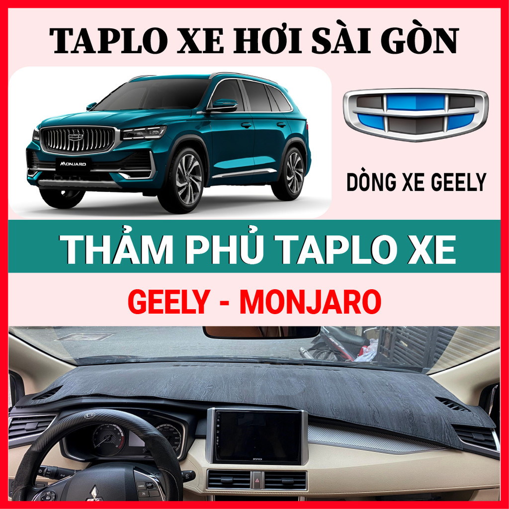 Thảm taplo GEELY MONJARO chất liệu nhung lông cừu, thảm taplo da cao cấp