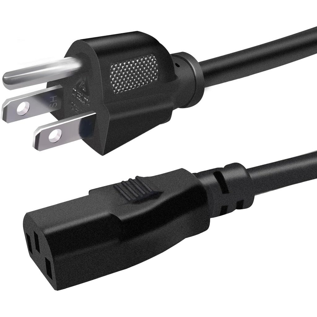 Mankk 6Ft Đa Năng AC Dây Nguồn 3 Prong 10A 250V 18AWG Cáp Thay Thế Cho Máy Tính Màn Hình TV PC Lapto
