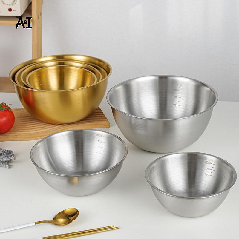AI 3 Bát Salad Inox Bộ Lò Nướng An Toàn Bền Nhà Bếp Bát Trộn Có Dấu Đo Để Nướng Và Trộn VN