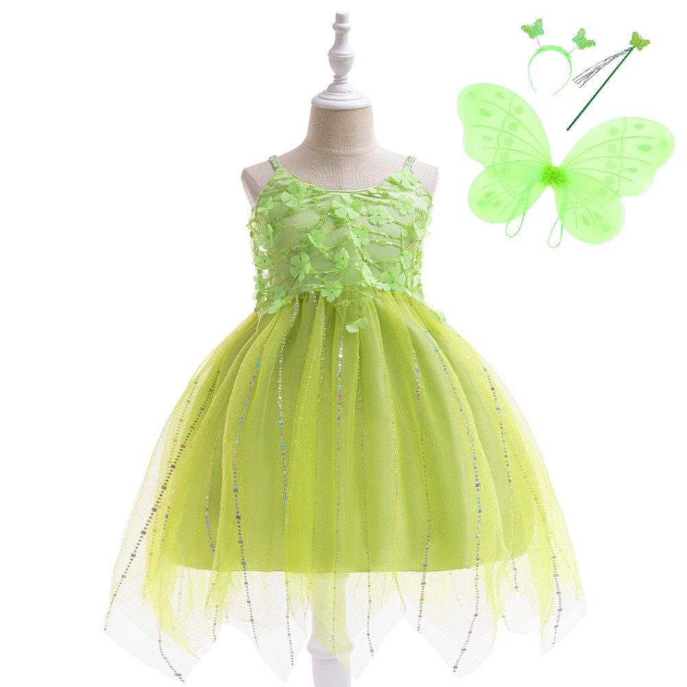 Cosplay Peter Pan Elf Sling Gạc Đầm Công Chúa Trẻ Em Ngày Lễ Trình Diễn Đầm Trẻ Em WJG