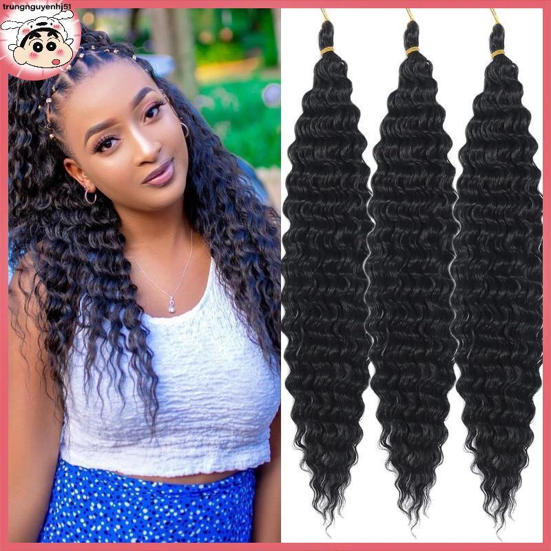 [Tàu 12 giờ] sâu lượn sóng Twist Crochet Tóc tổng hợp xoăn braids High Temp fiber extensions VN