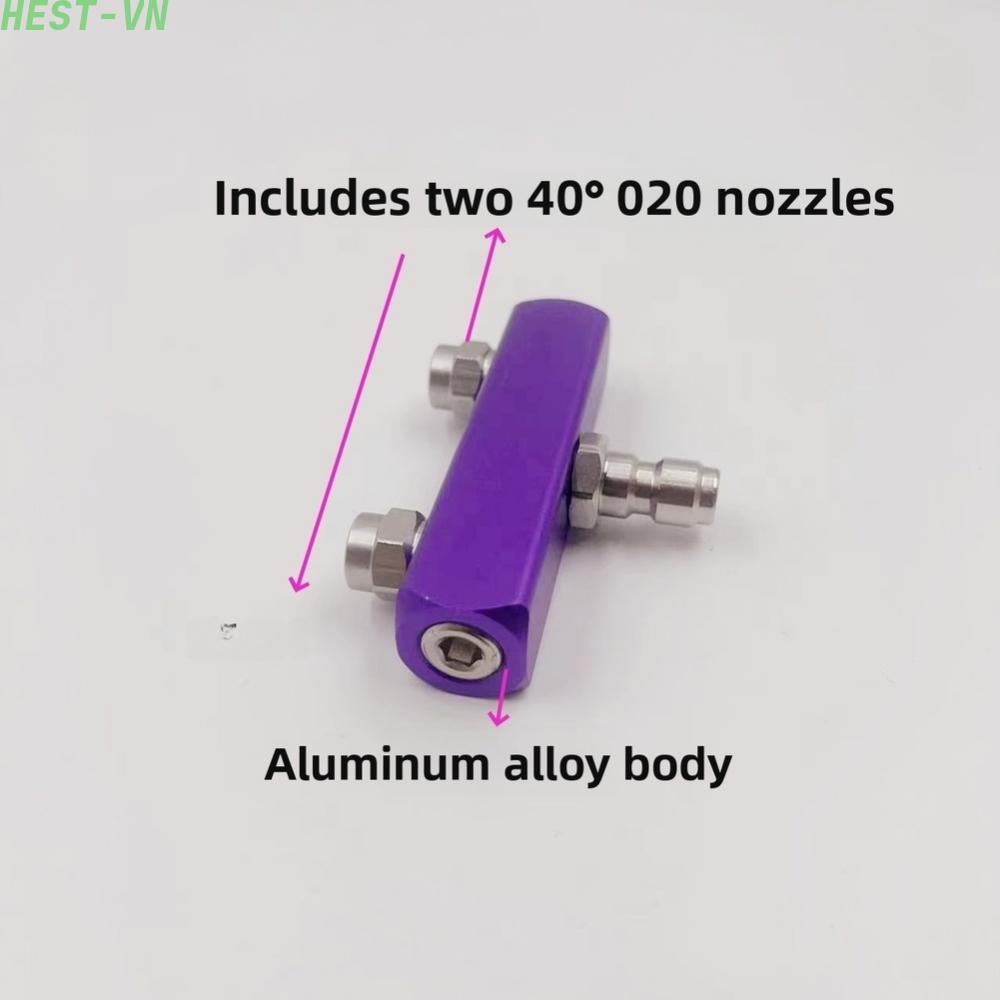 Aluminum Alloy Dual Head Car Wash Nozzle with 1 to 2 Splitter 40 Degree Fan