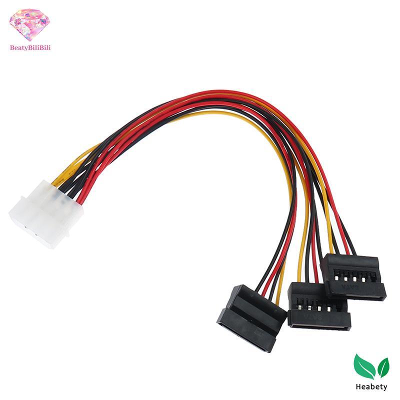 Heabety 4Pin IDE Molex To 3 ATA SATA Power Splitter Kết nối cáp nối dài mới
