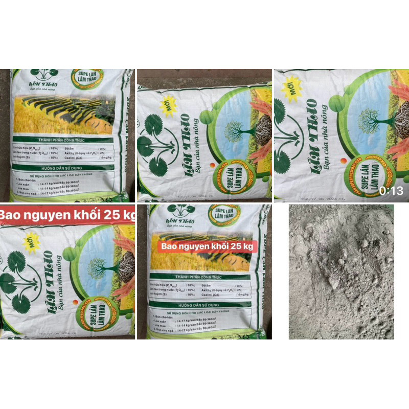 Phan bon lot Lân lâm thao bột .super lan lâm thao bao nguyen khối 25 kg
