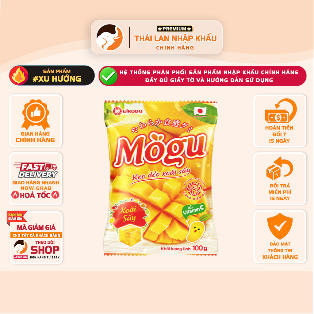 Kẹo Dẻo Mogu Xoài Sấy 100g – Hương Vị Xoài Sấy Tự Nhiên, Dẻo Mềm – Eikodo Việt Nam