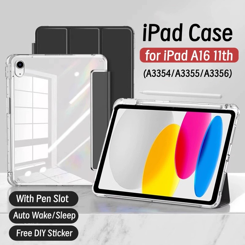 Ốp Lưng Cho iPad A16 11th 11inch 2025 Có Khe Cắm Bút Bảo Vệ Từ Tính Cho iPad A16 Ốp Lưng Trong Suốt