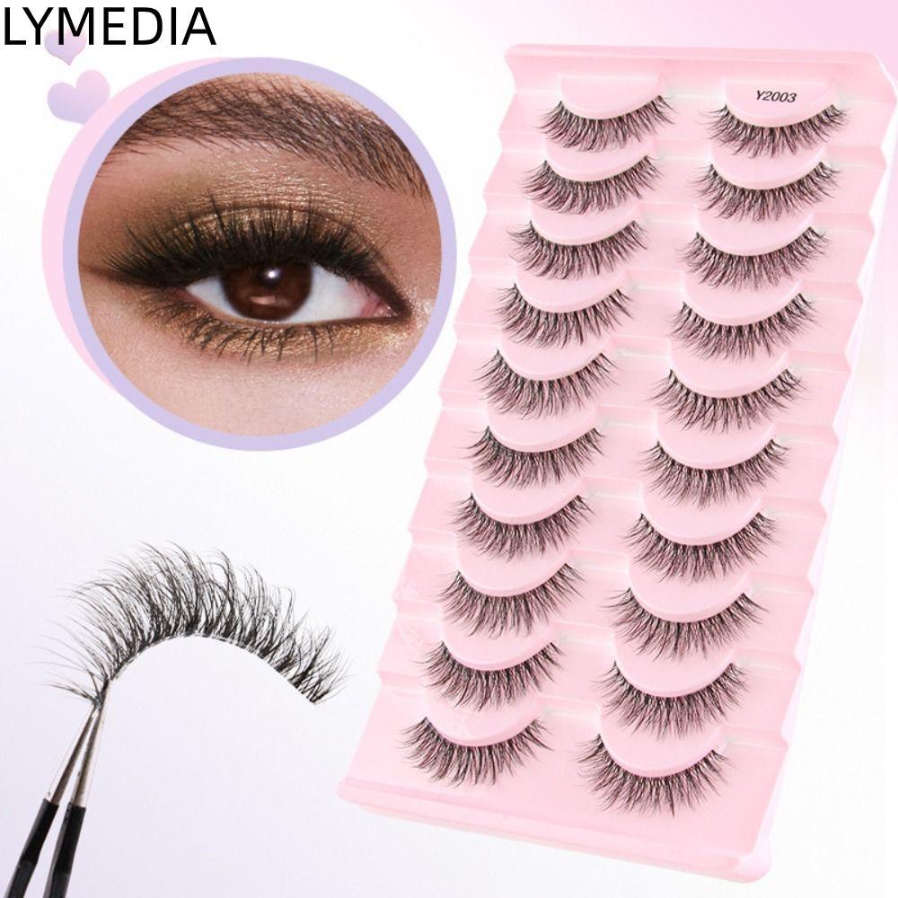 LYMEDIA Lông mi giả chồn, 10 đôi Lông mi nối mi dày đặc lộn xộn, Dễ sử dụng Lông mi giả Lông mi chồn
