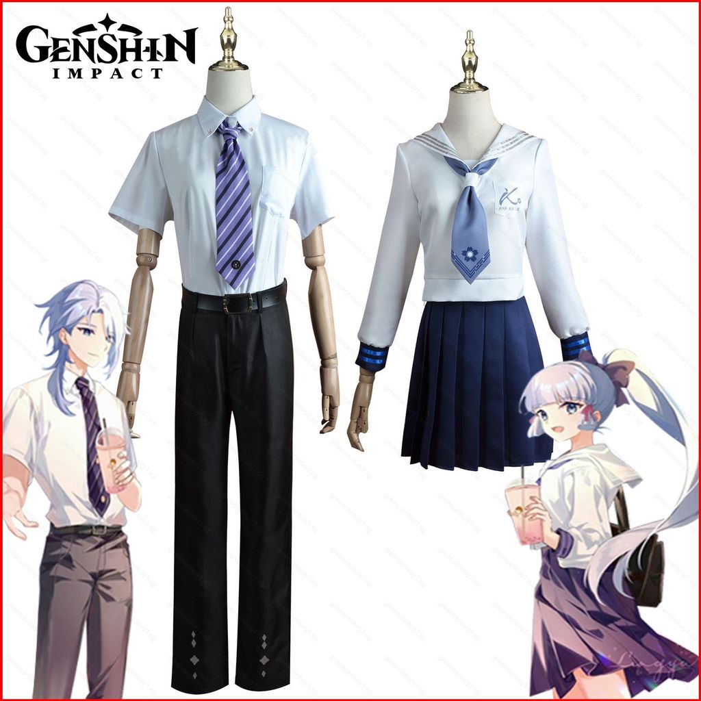 Trang phục cosplay Ayaka và Ayato - Áo sơ mi, quần váy, tóc giả - Phù hợp Halloween