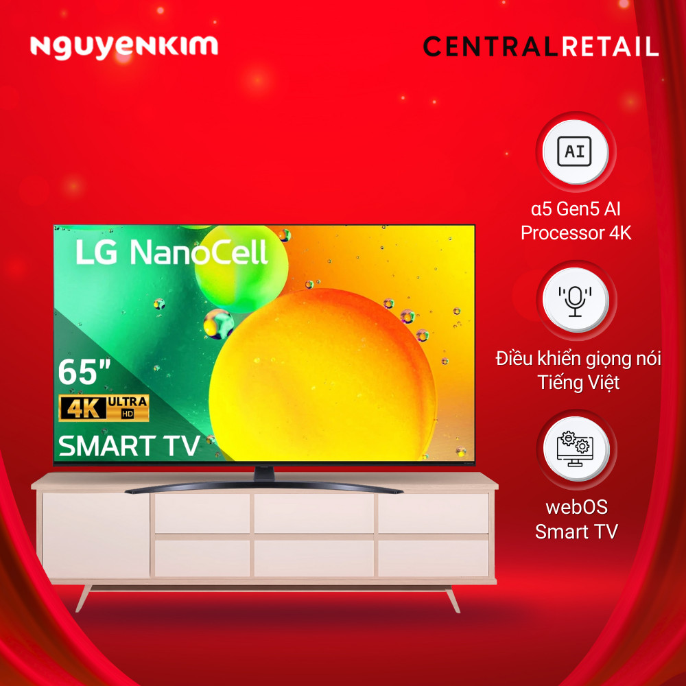 Smart Tivi NanoCell LG 4K 65 inch 65NANO76SQA
