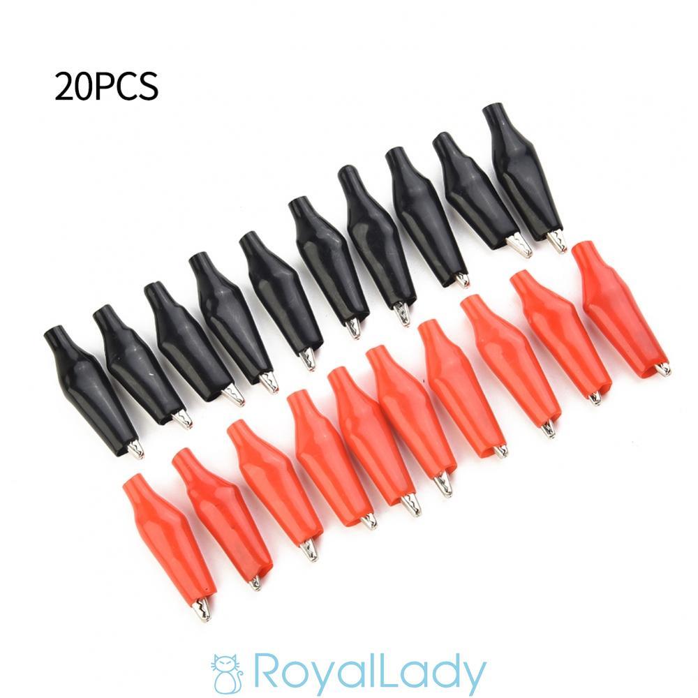 #ROYALLADY#Alligator Clips Soft 20pcs Black/Red Coating Electrical Clamp Equipment
