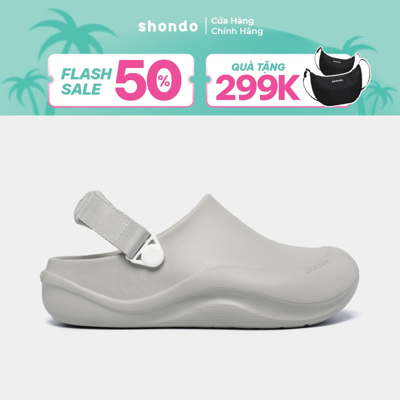 Giày Clog Unisex Suke Shondo Nhựa Đúc Nguyên Khối - Đế Cao 4cm Hack Dáng Màu Xám SUK2222