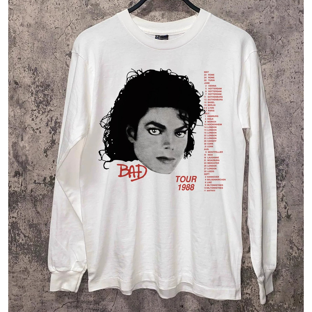 100% Cotton Michael Jackson Michael Jackson Vintage Vintage High Street Ruffian Đẹp Trai Dài Tay In 
