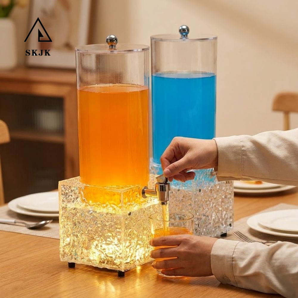 Tháp bia phát sáng SKJK LED, Hộp đựng tháp bia Acrylic dung tích lớn 2L, Hộp đựng nước ép chống rò r
